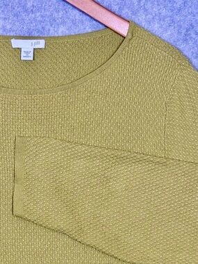 J.Jill Andrea Waffle Knit Tunic Sweater-Chartreuse Green-Women Size 2X
